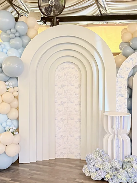 Baby shower Balloon Backdrops Los Angeles — Photo-ready backdrops with "Oh Baby" signage, name features, and layered balloon elements.