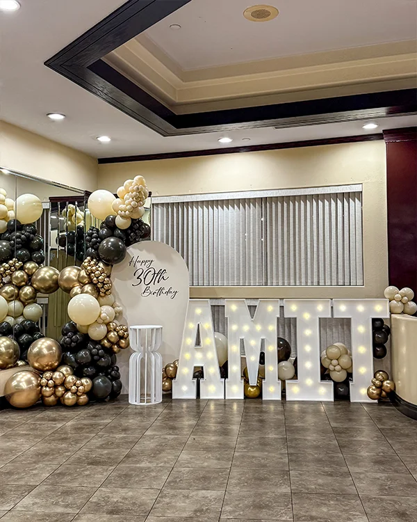 Amit's 30th Birthday — Birthday balloon decor detail Long Beach