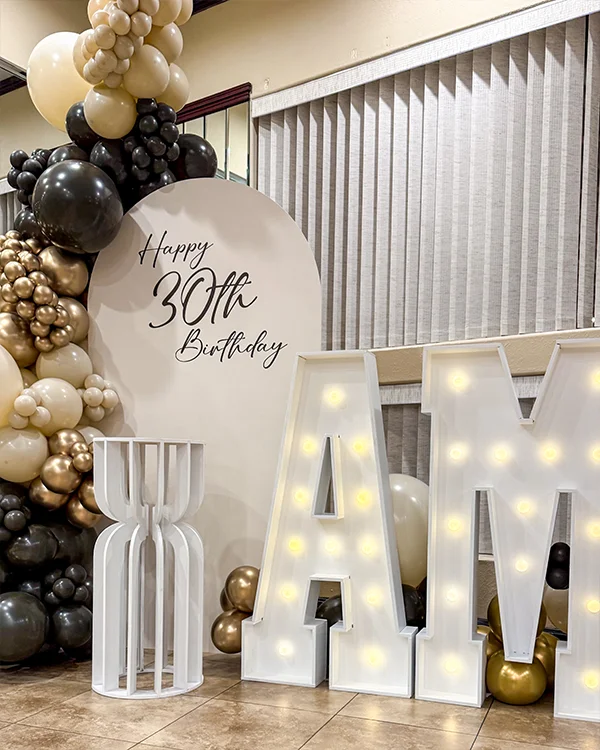 Amit's 30th Birthday — Birthday balloon decor detail Long Beach