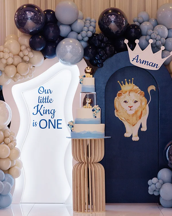 Arman's 1st Birthday — Little King — Birthday balloon decor detail Glendale