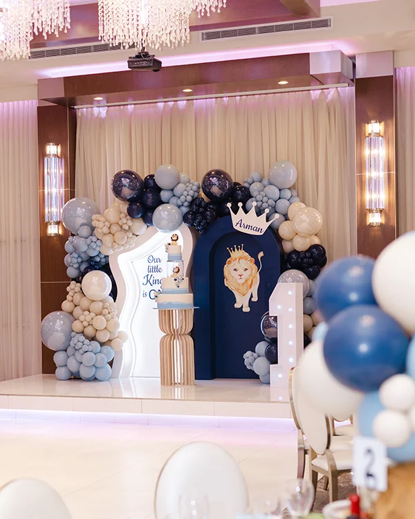 Arman's 1st Birthday — Little King — Birthday balloon decor detail Glendale