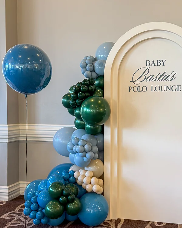 Baby Basta's Polo Lounge — Baby Shower balloon decor detail Burbank