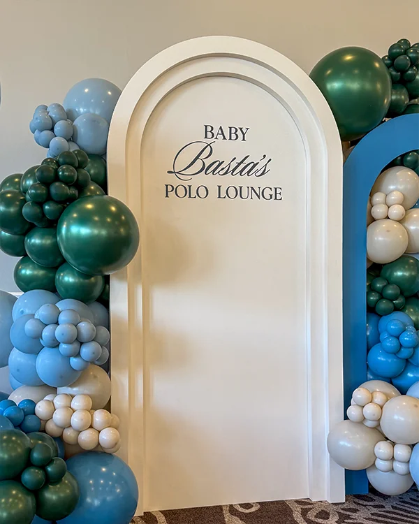 Baby Basta's Polo Lounge — Baby Shower balloon decor detail Burbank