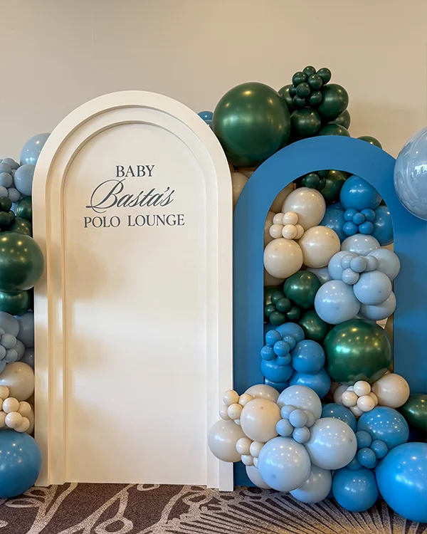 Baby Basta's Polo Lounge — Baby Shower balloon decor detail Burbank