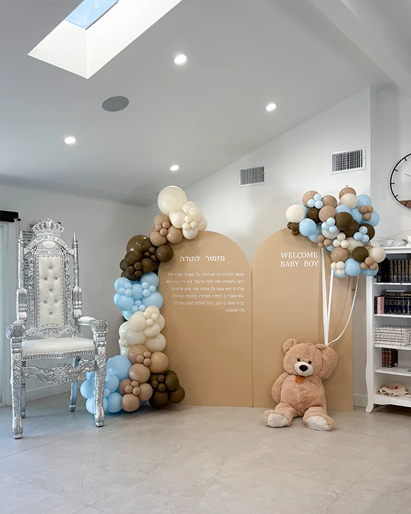 Brit Milah — Welcome Baby — Baptism balloon decor detail West Hills
