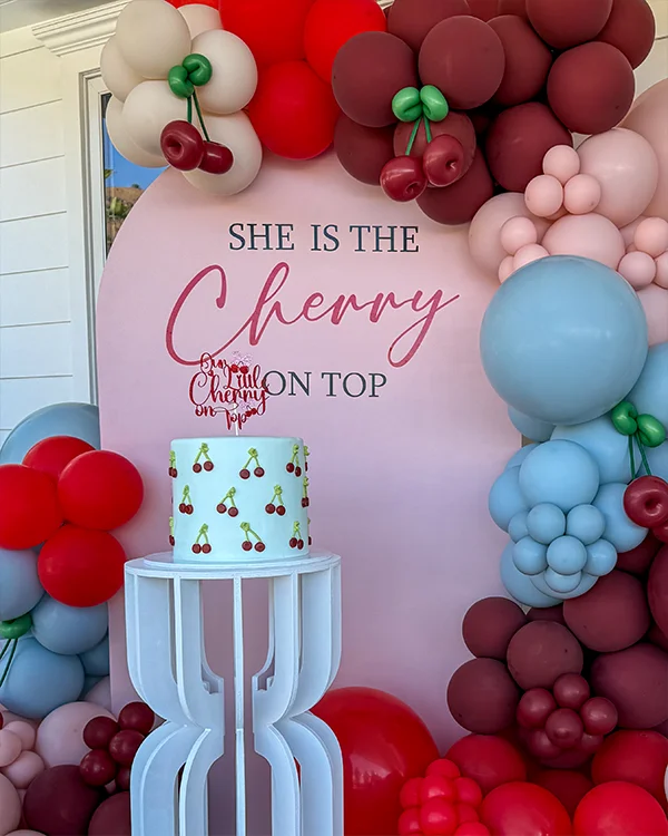 Cherry Birthday — Birthday backdrop and garland in Burbank