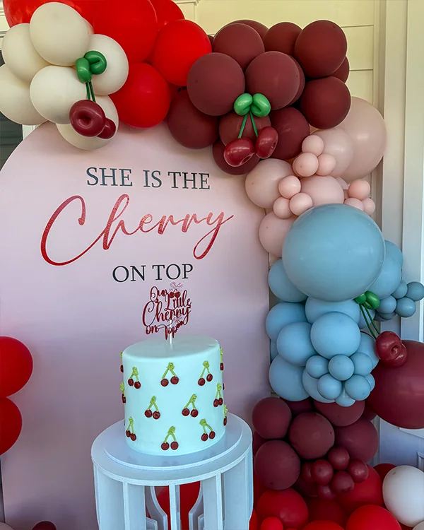 Cherry Birthday — Birthday balloon decor detail Burbank