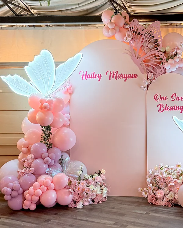 Hailey Maryam's 1st Birthday — One Sweet Blessing — Birthday balloon decor detail Encino