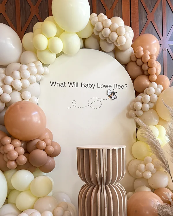 Baby Lowe Gender Reveal — What Will Baby Lowe Bee? — Gender Reveal balloon decor detail Pasadena