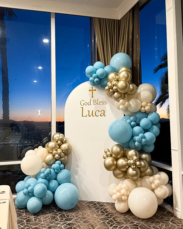 Baptism balloon decor — Luca Baptism Burbank
