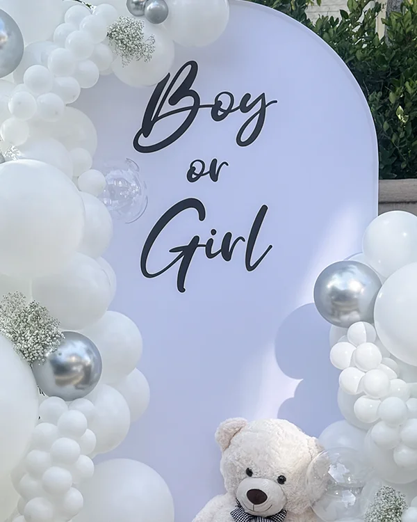 Gender reveal balloon decor — Taylor Gender Reveal Laguna Nigel